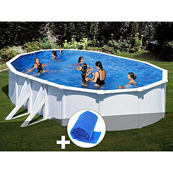 Kit piscine acier blanc Gré Bora Bora ovale 6,34 x 3,99 x 1,22 m + Bâche à bulles