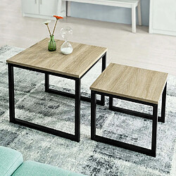 SoBuy FBT42-N Tables Basses Gigognes - Set de 2 - Lot de 2 tables d'appoint empilables