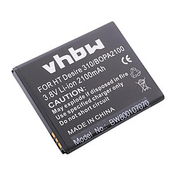 Batterie vhbw 2100mAh (3.8V) pour smartphone HTC Desire 310, D310, D310w Dual SIM, D310f,D310w,Desire V1. Remplace batteries: 35H00211-00M-V, B0PA2100