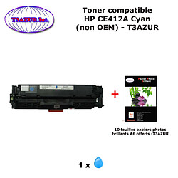 Toner générique HP CE411A,HP 305X pour HP LaserJet Pro 400 MFP M475, M351, M375, M451 Cyan+10f papiers photos A6 -T3AZUR