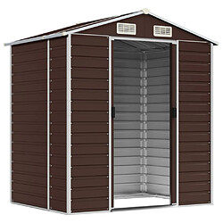 Helloshop26 Abri de jardin cabane cabanon maison de stockage remise extérieur hangar outils robuste 191 x 130 x 198 cm acier galvanisé marron 02_0022268