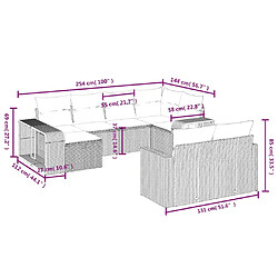 Avis Maison Chic Salon de jardin avec coussins 10 pcs, Ensemble Tables et chaises de jardin, gris résine tressée -GKD251679