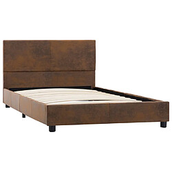 Maison Chic Lit adulte - Lit simple Cadre de lit,Structure du lit Contemporain Marron Similicuir daim 100 x 200 cm -MN90744