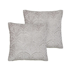 Beliani Lot de 2 coussins GLORIOSA Coton 45 x 45 cm Géométrique Gaufré Gris