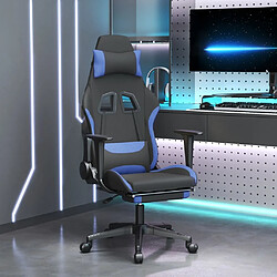 Maison Chic Chaise de jeu, Chaise gaming de massage avec repose-pied, Fauteuil gamer,Chaise de Bureau Noir et bleu Tissu -GKD35574