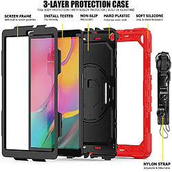 Avis Coque en TPU + Silicone avec béquille et sangle rouge/noir pour votre Samsung Galaxy Tab A 10.1 (2019) SM-T510/T515