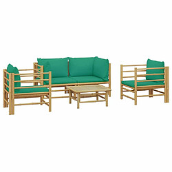 Avis Maison Chic Salon de jardin 5 pcs + coussins - Mobilier/Meubles de jardin - Table et chaises d'extérieur vert bambou -MN30615