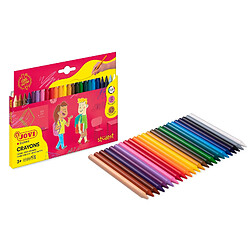 Jovi Crayons Student Étui de 24 crayons - Résistants - Ne tachent pas - Agréables à gratter - Finition brillante - Longue durée - Miscibles - Couleurs Assorties