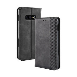 Wewoo Housse Coque Étui en cuir à boucle magnétique avec texture rétro et pour Galaxy S10 Lite, support emplacements pour cartes porte-monnaie (Noir)