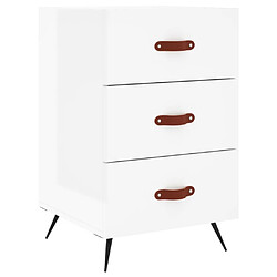 Maison Chic Table de chevet,Table de Nuit,Meuble de Rangement blanc brillant 40x40x66 cm bois d'ingénierie