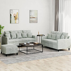 Maison Chic Ensemble de canapés 3 pcs avec coussins, Canapé droit Sofa pour Salon Gris clair Velours -GKD164946