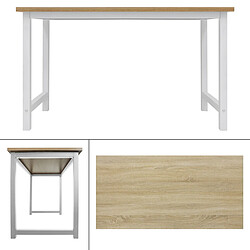 ML DESIGN MODERN LIVING Table de bureau d'ordinateur informatique en MDF métal 120x60 cm chêne et blanc