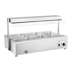 Helloshop26 Bain marie 2900 watts 6 bacs GN - avec compartiment pour viande et robinet de vidange 14_0000562