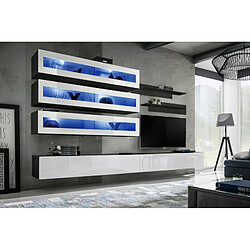 Paris Prix Meuble TV Mural Design Fly X 320cm Blanc & Noir