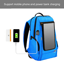 Avec Panneau De Chargeur Solaire Sac à Dos Sac à Dos 20L Pour Téléphone Intelligent Bleu pas cher