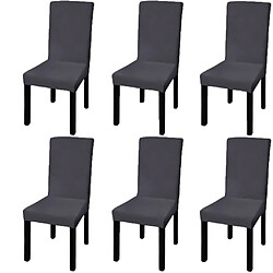 Decoshop26 Housse de chaise droite extensible 6 pcs anthracite DEC022371