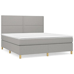 vidaXL Sommier à lattes de lit avec matelas Gris clair 160x200cm Tissu