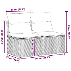 vidaXL Salon de jardin avec coussins 2pcs marron résine tressée acacia pas cher