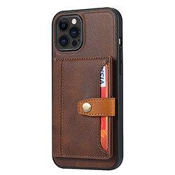 Coque en TPU + PU hybride avec béquille et porte-cartes marron pour votre Apple iPhone 13 Pro 6.1 pouces