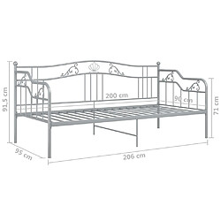 vidaXL Cadre de canapé-lit sans matelas gris métal 90x200 cm pas cher