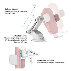 Chrono Chargeur de voiture sans fil, serrage automatique de charge rapide de voiture Qi de 15 W, support de voiture pour évent de pare-brise à ventouse pour iPhone 13 12 Mini 11 Pro Max, XS, XR, Samsung Galaxy S20, N20, etc. (rose)