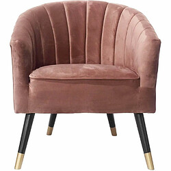 LEITMOTIV Fauteuil en velours pieds en bois bicolores Royal Mauve.