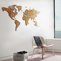 MiMi Innovations Décoration carte du monde murale Bois noyer 130x78 cm