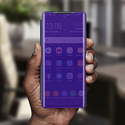 Avis Avizar Housse Galaxy A52 et A52s Clapet translucide Miroir Support Vidéo violet