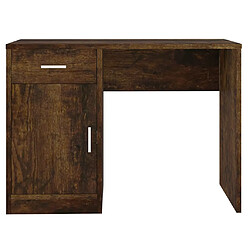 Helloshop26 Bureau table poste de travail meuble d'ordinateur informatique étude avec tiroir et armoire chêne fumé 100 x 40 x 73 cm brun 02_0023451