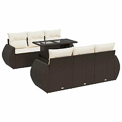 vidaXL Salon de jardin avec coussins 7 pcs marron résine tressée