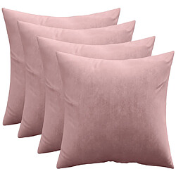 ICONIK INTERIOR Lot de 4 coussins en velours - housse et garnissage - Mesmal Rose Or