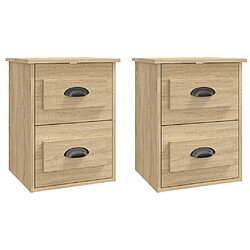 vidaXL Tables de chevet murales 2 pcs chêne sonoma 41,5x36x53 cm