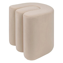 Pegane Pouf en velours coloris beige - Longueur 39,5 x Profondeur 39,5 x Hauteur 40,5 cm