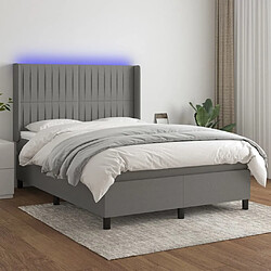 Sommier à lattes et matelas LED,Cadre à lattes de lit pour Adulte Gris foncé 140x190 cm Tissu -MN44050