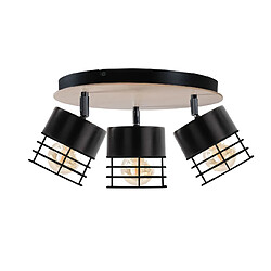 Lumière Casa Plafond Spots Clusters Noir, Bois, 32cm, 3x E27