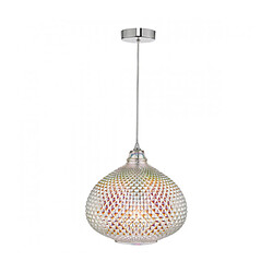 Luminaire Center Suspension Roisin Chrome poli,verre iridisé 1 ampoule 26cm