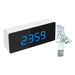 Miroir LED Réveil Numérique Chevet Snooze Minuterie De Sommeil 12/24 Heures Bleu pas cher