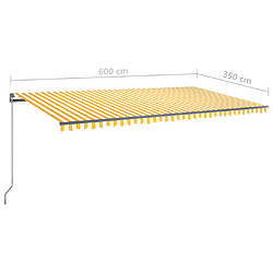 vidaXL Auvent automatique sur pied 600x350 cm Jaune/Blanc pas cher