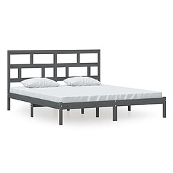 vidaXL Cadre de lit sans matelas gris bois massif