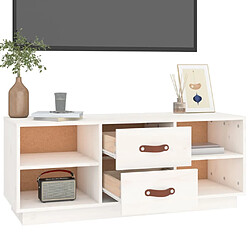 Acheter vidaXL Meuble TV Blanc 100x34x40 cm Bois de pin massif