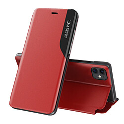 Ozzzo eco cuir view coque etui elegant de type bibliotheque avec bequille pour iphone 13 mini rouge