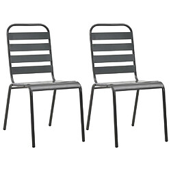 Maison Chic Lot de 2 Chaises empilables de d'extérieur Acier Gris -GKD93915