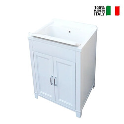 Arati Bath And Shower Meuble lavabo 2 portes en résine pour buanderie 60x50cm Mong