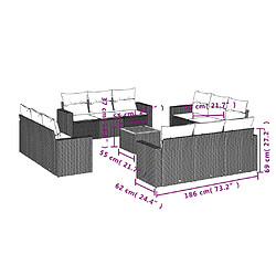 vidaXL Salon de jardin avec coussins 13 pcs noir résine tressée pas cher