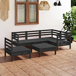 Maison Chic Salon de jardin 6 pcs - Table et chaises d'extérieur - Mobilier/Meubles de jardin Moderne Bois de pin massif Noir -MN61853