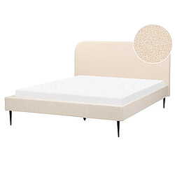 Beliani Lit double bouclé beige 160 x 200 cm FLAYAT