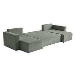 Bestmobilier Topaze - canapé panoramique en U - 7 places - convertible avec coffre - en tissu velours relief