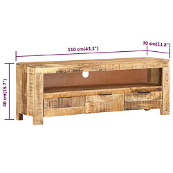 vidaXL Meuble TV 110x30x40 cm Bois de manguier brut pas cher