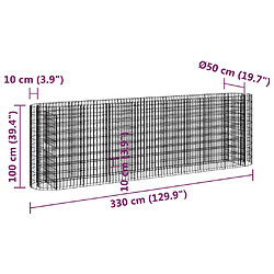 vidaXL Lit surélevé à gabion Fer galvanisé 330x50x100 cm pas cher