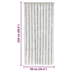 vidaXL Rideau anti-mouches gris clair et blanc 90x220 cm chenille pas cher